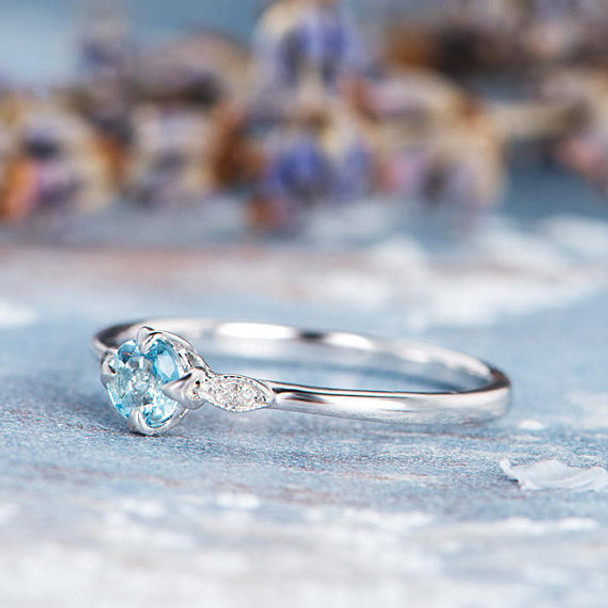 Aquamarine Ring Birthstone Anniversary Gift