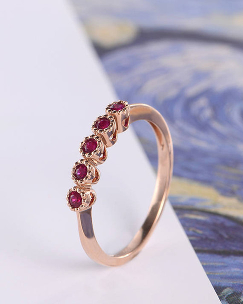  Ruby Ring Rose Gold Women Promise Ring