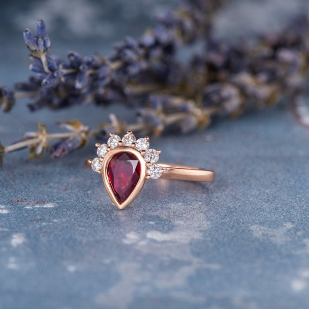 Pear Shaped Ruby Anniversary Ring