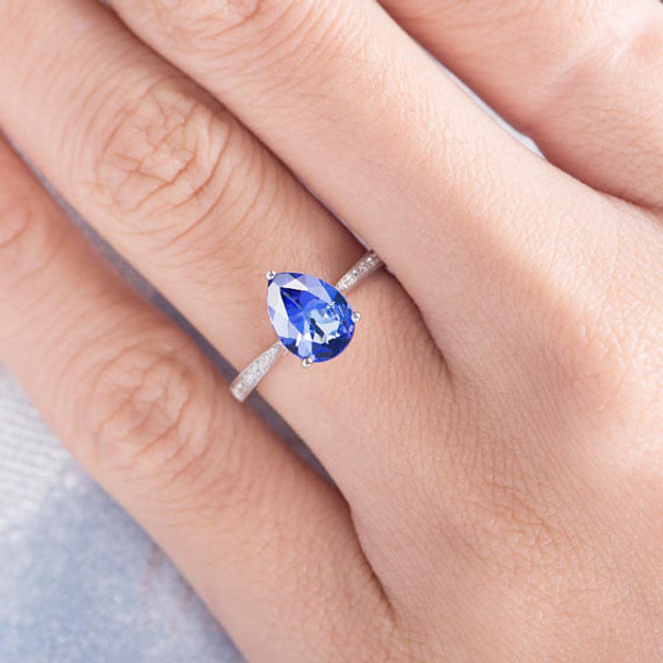 6*8 Pear Shaped Tanzanite Engagement Ring Solitaire Ring