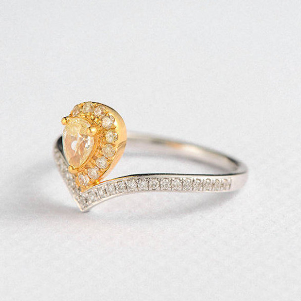 4*5mm Pear Cut Yellow Diamond Ring  Engagement Ring