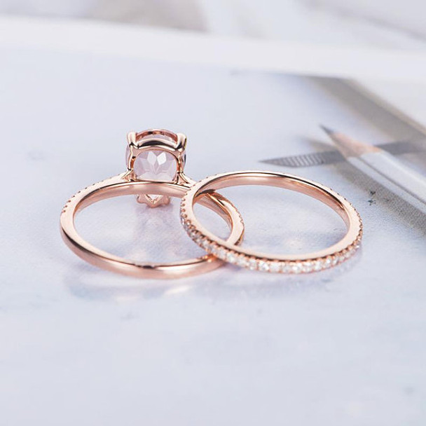 6*8mm Pear Shaped Engagement Ring Morganite Ring Set