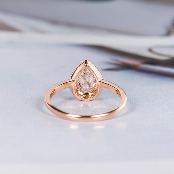 5*7mm Pear Shaped Bezel Moissanite Engagement Ring
