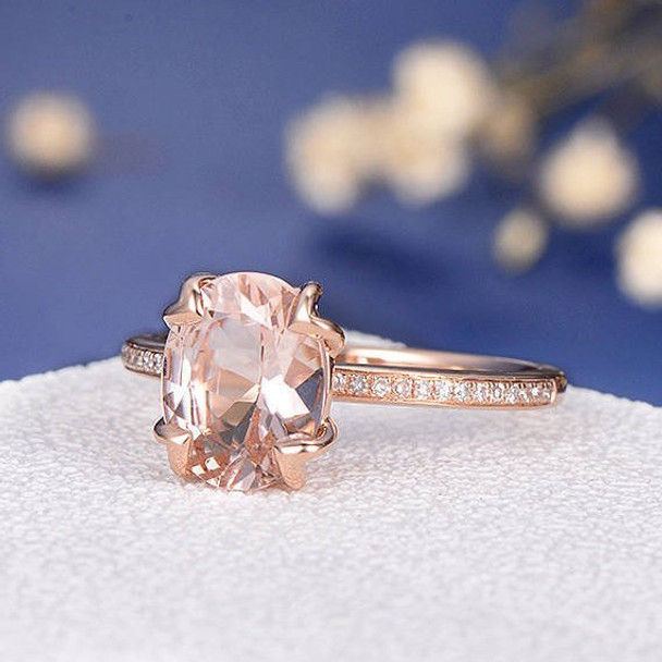 7*9mm Oval Cut  Antique Morganite Engagement Ring