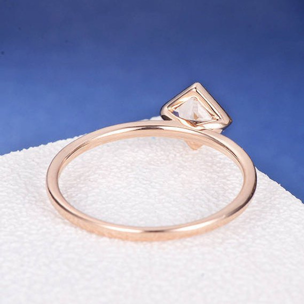 Bezel Set 4mm Princess Cut  Morganite Ring Stacking Minimalist Anniversary Ring