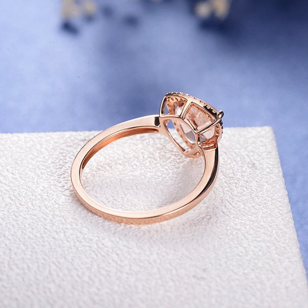 8mm Triangle  Peachy Morganite Ring Rose Gold Anniversary Solitaire