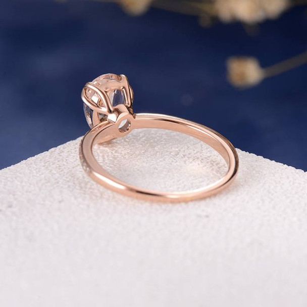 6*9 Pear Shape Peachy Pink Morganite Engagement Ring Rose Gold