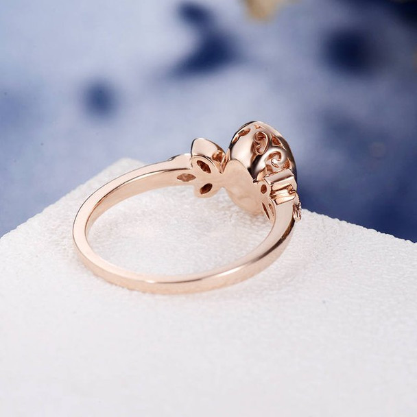 Rose Gold 6*8mm Oval Cut Bezel Set Morganite  Engagement Ring