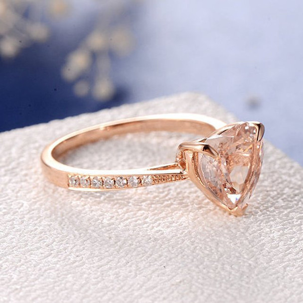 8mm Heart Shaped Morganite Minimalist Engagement Ring