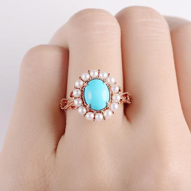 Antique Turquoise Art Deco Akoya Pearl Halo Engagement Ring