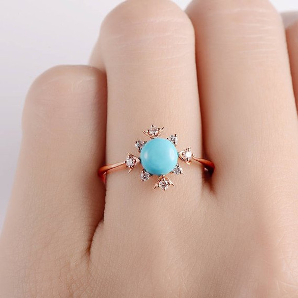 Turquoise Ring Diamond Halo Thin Delicate Star  Engagement Ring