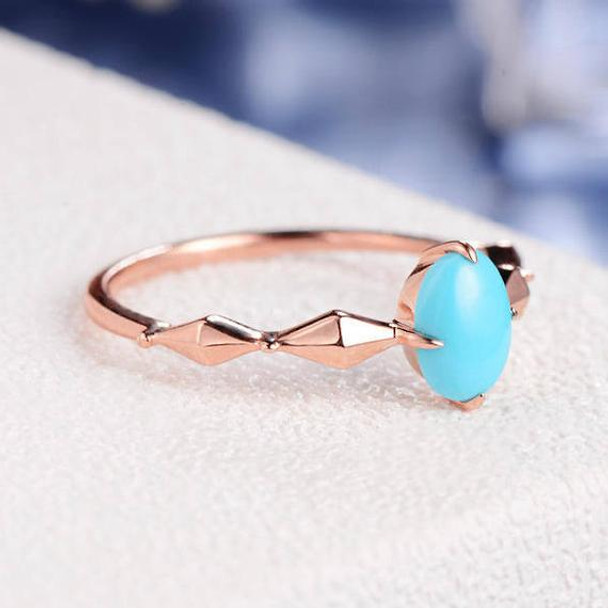  Geometric Eternity Band Solitaire Rhombus Faceted Trendy Turquoise Ring