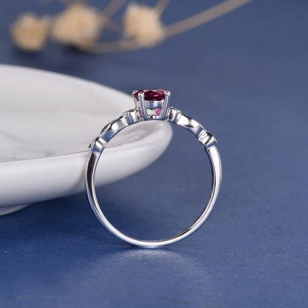 5mm Round Cut Lab Ruby Solitaire Retro Engagement Ring