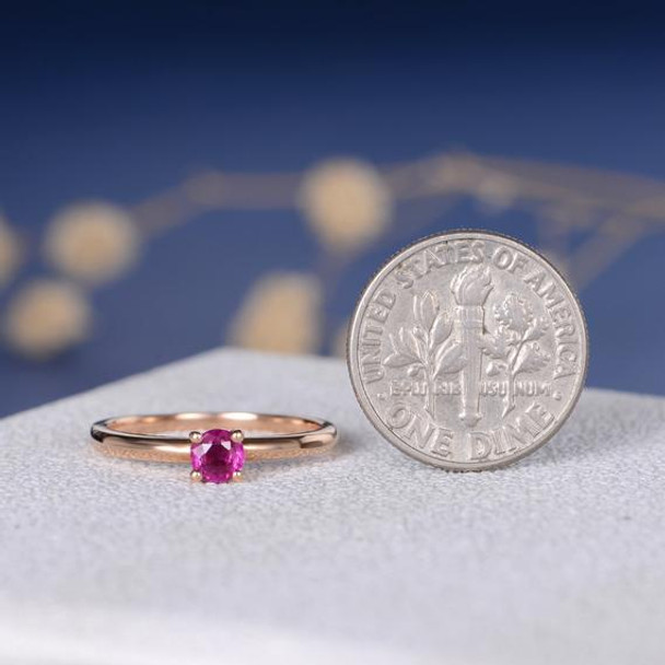 Round Cut Natural Ruby Antique Engraving Simple Anniversary Gift