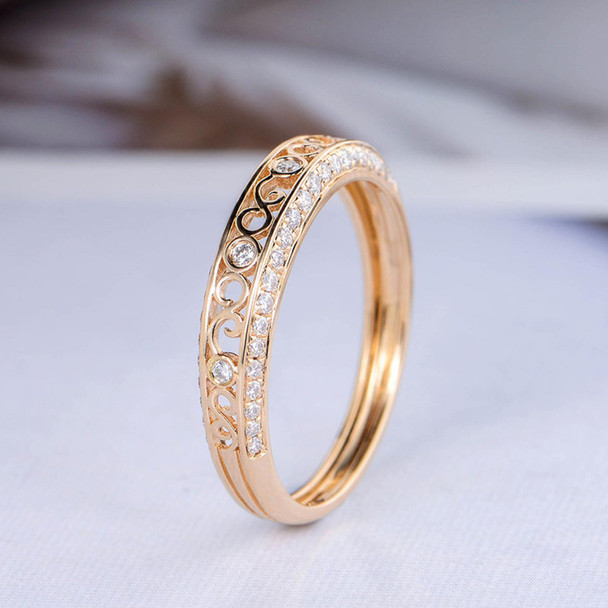 Yellow Gold Wedding Moissanite Band Anniversary Gift For Her 