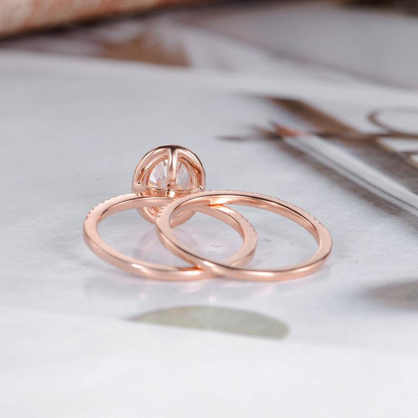 Oval Cut Moissanite Engagement Bridal Set Rose Gold Wedding Ring Set