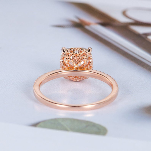 Cushion Cut Moissanite Engagement Ring Rose Gold Promise Ring