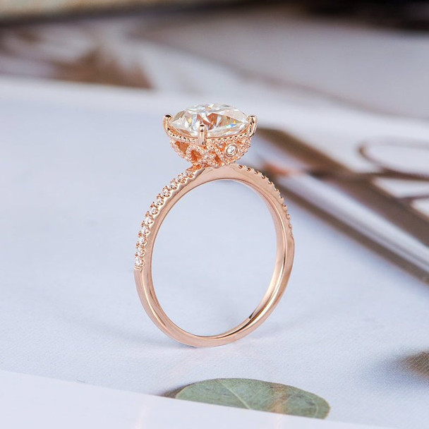 Cushion Cut Moissanite Engagement Ring Rose Gold Promise Ring
