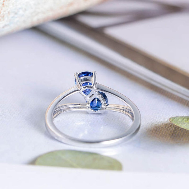 Pear Shaped Sapphire Engagement Ring White Gold Anniversary Promise Ring