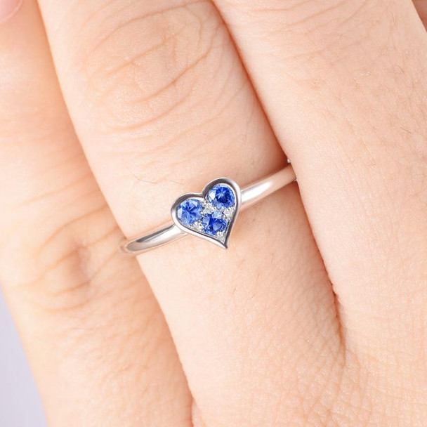 Sapphire Engagement Ring White Gold Heart Shape Wedding Ring