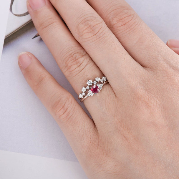 Ruby Bridal Set White Gold September Birthstone Diamond Ring Set