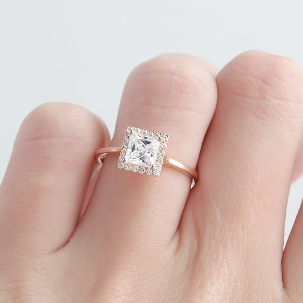 Art Deco Moissanite Ring 5.5mm Princess Wedding Ring