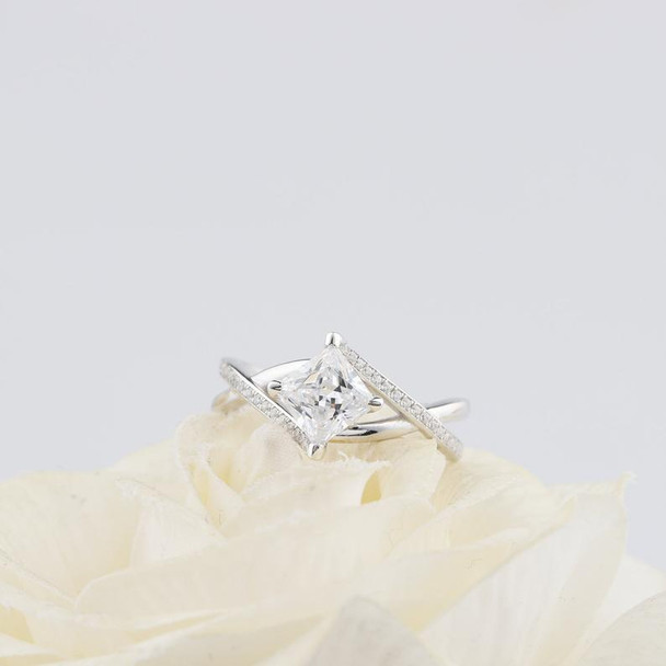1.0CT Princess Cut Brilliant White Moissanite Ring Wedding Ring