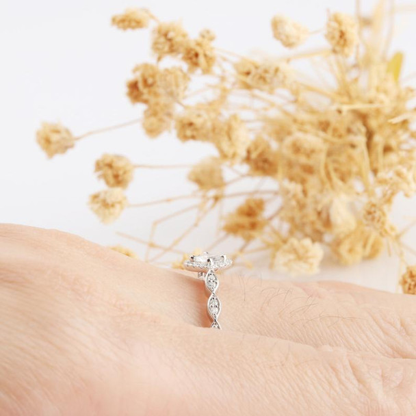 5mm 0.5ct Moissanite Center Halo Engagement Ring, Wedding Ring