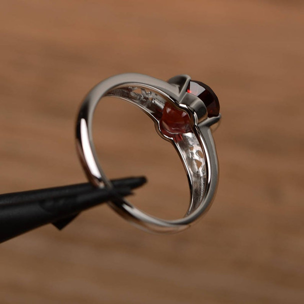January Birthstone Gemstone Ring Bezel Setting Sterling Silver Ring