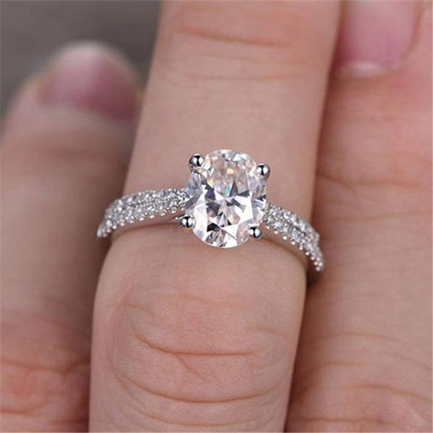 Oval CZ Engagement Ring Stack Ring 2PCS Matching Ring Promise ring Set