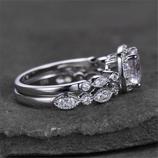 Cushion Cut Cubic Zirconia Engagement ring CZ wedding ring Set