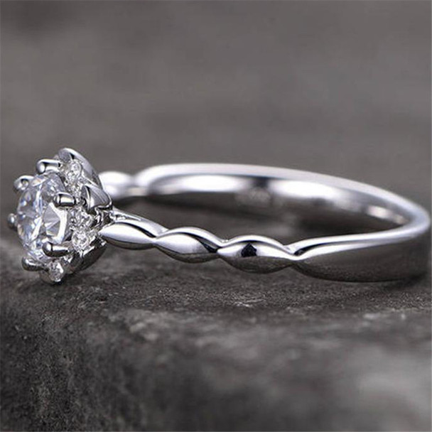 Floral Engagement Ring Unique Brilliant CZ Engagement Ring Promise Ring  Wedding Band 