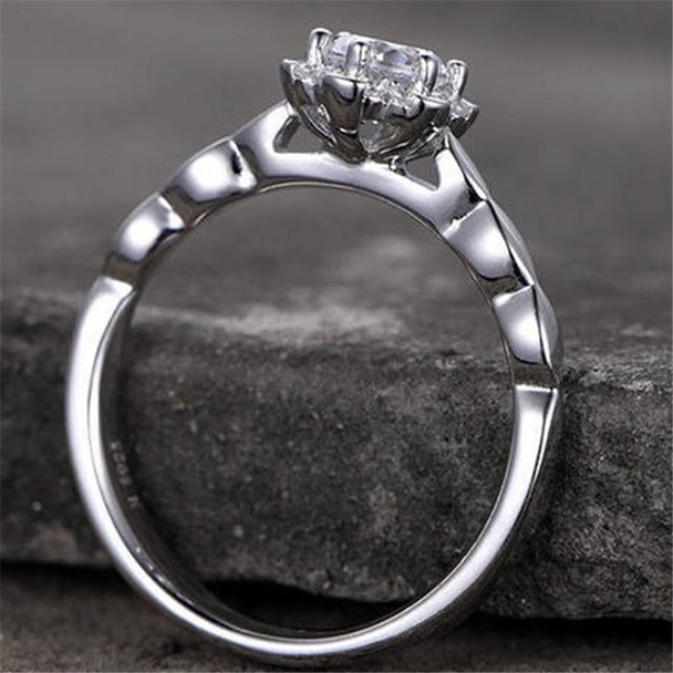 Floral Engagement Ring Unique Brilliant CZ Engagement Ring Promise Ring  Wedding Band 