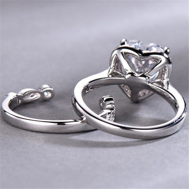 8mm Heart Shaped Engagement Ring Set Diamond CZ Wedding Ring  Promise Ring 