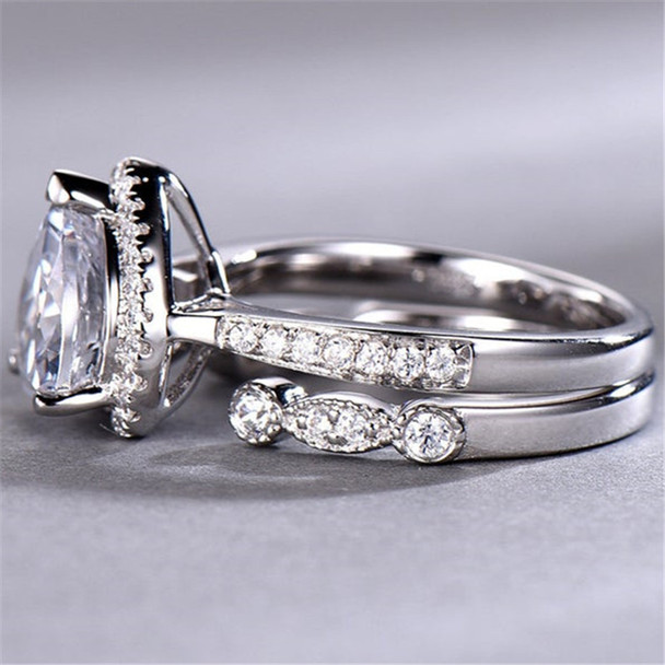 8mm Heart Shaped Engagement Ring Set Diamond CZ Wedding Ring  Promise Ring 