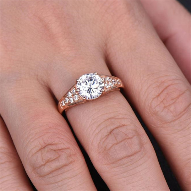 Rose Gold Man Made Diamond Engagement Round Cut Wedding Ring 