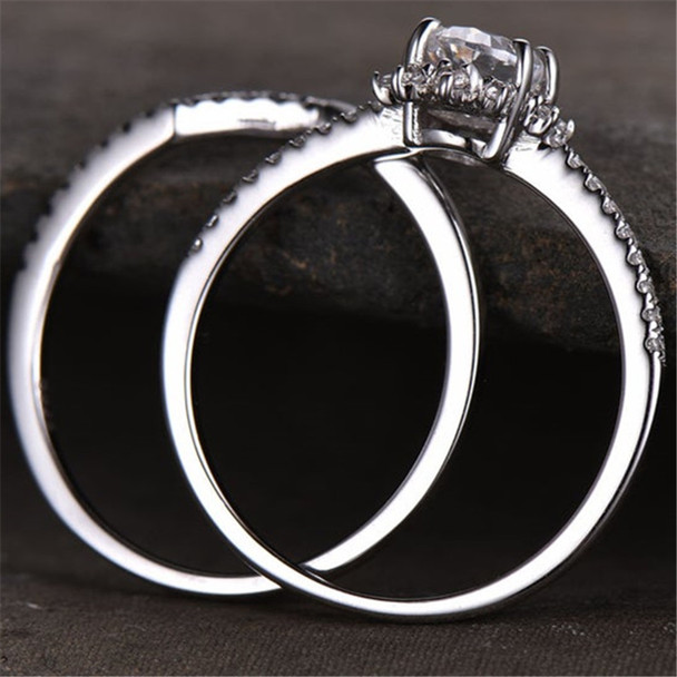 Silver Ring Set Sun Ring Danity Ring Black CZ Diamond Wedding Band