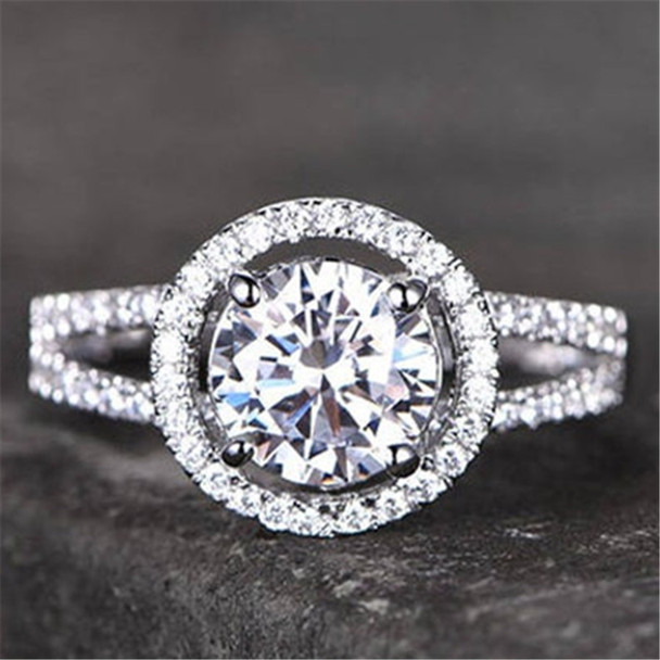 Round Zirconia Engagement Ring CZ Wedding Ring Promise Ring Anniversary Ring