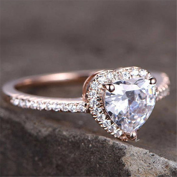 Heart Shaped Cubic Zirconia Engagement Ring CZ Wedding Ring Promise Ring