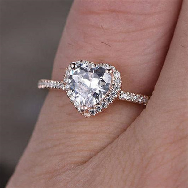 Heart Shaped Cubic Zirconia Engagement Ring CZ Wedding Ring Promise Ring