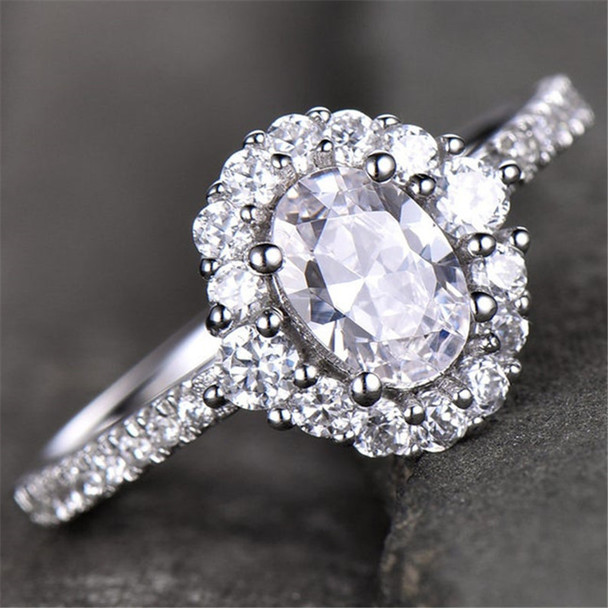 Engagement Ring 6*8mm  CZ Bridal Ring Oval Cut Ring Cluster Ring