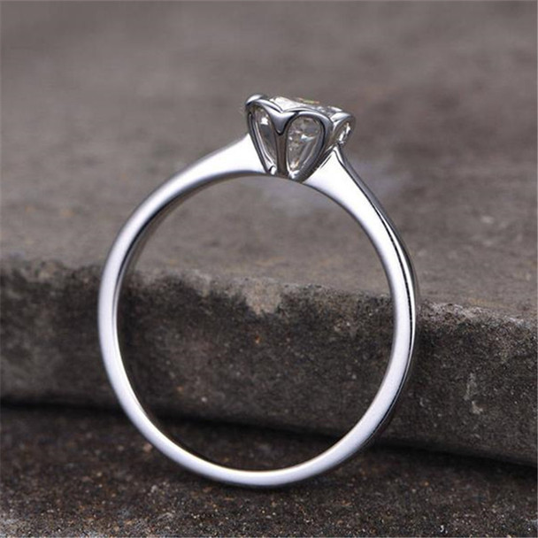 Silver Round Shaped CZ Engagement Wedding Ring Promise Ring Birthday Gift