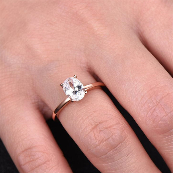 Rose Gold Plated Oval Man Ring CZ Engagement Promise Ring