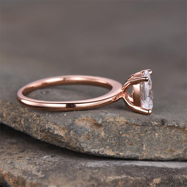 Rose Gold Plated Oval Man Ring CZ Engagement Promise Ring