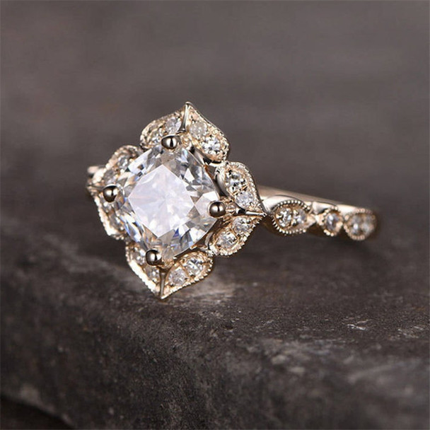 Cushion shaped CZ Engagement Ring Wedding Promise Ring Birthday Gift