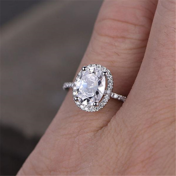 Oval Shaped Cubic Zirconia Engagement Ring CZ Wedding Ring Promise Ring