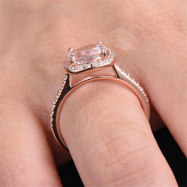 8mm Cushion Cut Morganite Engagement Ring CZ Ring Bridal Ring Promise Ring