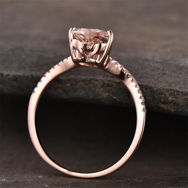 Morganite Engagement Ring Heart Shaped Unique Wedding Band Romantic Gift Bridal Ring