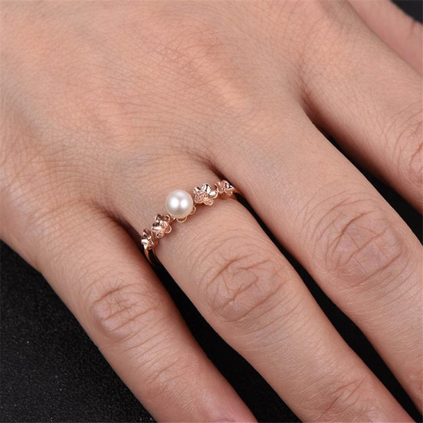 5mm Pearl Sterling Silver Ring Freshwater Pearl Ring Unique Flower Band