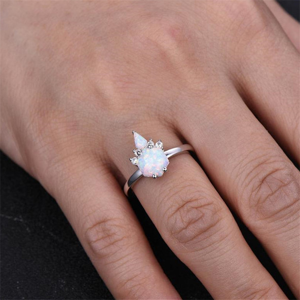 Unique Opal Ring Crown Ring Engagement Ring Bridal Ring Promise Ring